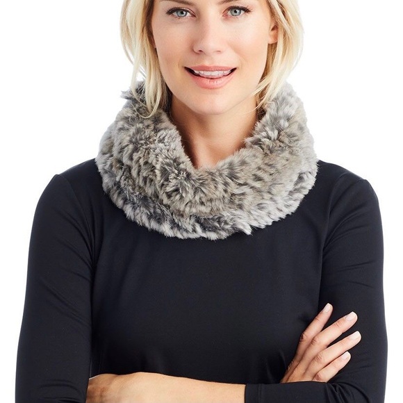 J. McLaughlin Faux Fur Snow Leopard Snood Neck Warmer Women’s One Size - Picture 12 of 12